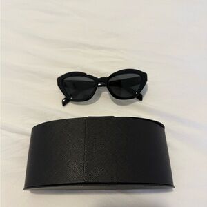 Prada Black Cat-Eye Sunglasses with Black Case